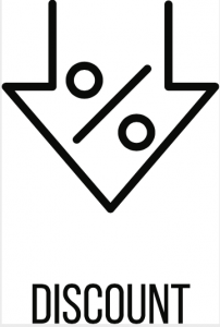 Rabattikon eller logotyp i modern linjestil